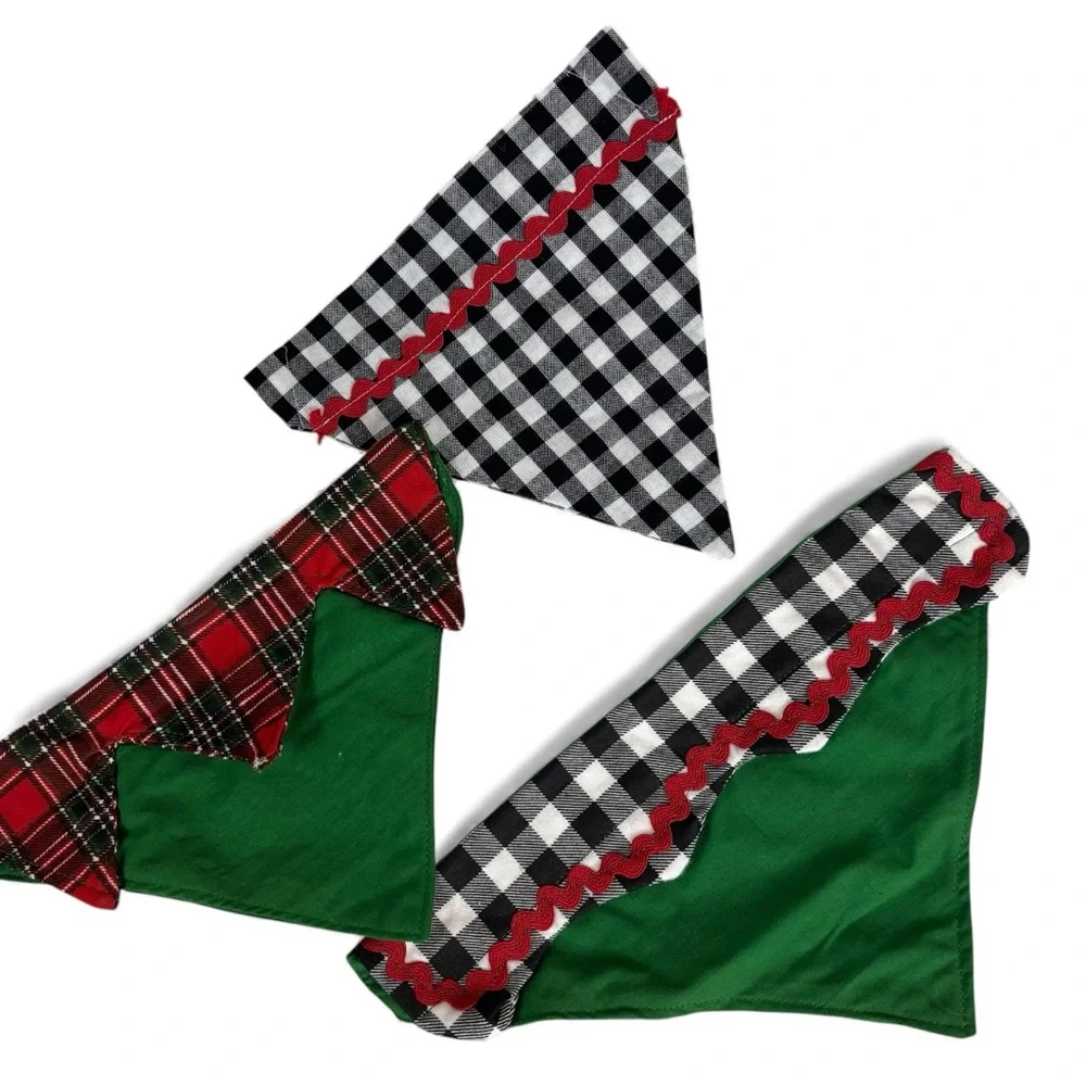 Handmade Christmas Dog Collar Bandanas Set of‎ 3 – Size Medium 10